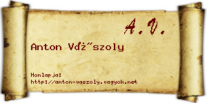Anton Vászoly névjegykártya